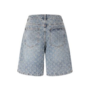jacquard denim short pants for man